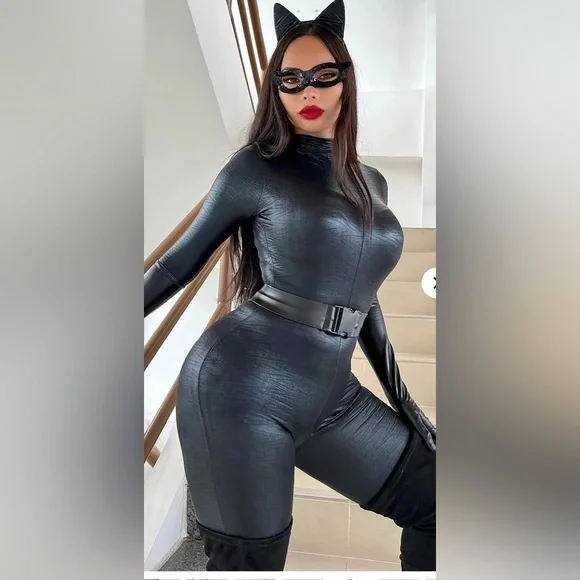 Black Cat Fight 5 Piece Costume Set fashion nova plus size 1x 2x Halloween - Picture 3 of 4